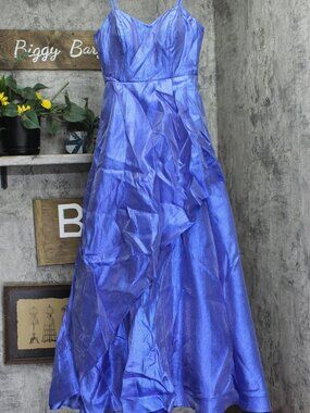 Teeze Me Blue Teeze Me Juniore Lace Up Metallic Gown Hf481917 7 8